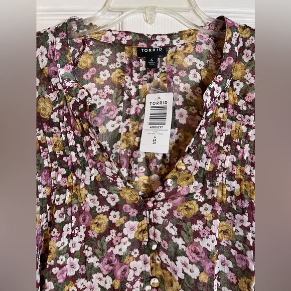 NWT‎ TORRID Women's Plus Size Crinkle Chiffon
Smocked Blouson Sleeve Blouse 4X - Picture 5 of 9